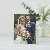 Einfaches Single Foto Vielen Dank für Ihre Hochzei Postkarte (Stehend Vorderseite)