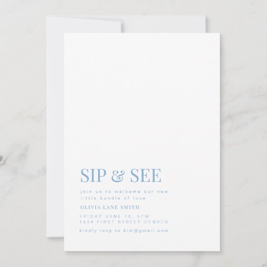 Einfaches Sip and See Party Mit Kariert Einladung (Vorderseite)