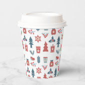Einfaches skandinavisches Weihnachtsmuster Pappbecher (Vorderseite)