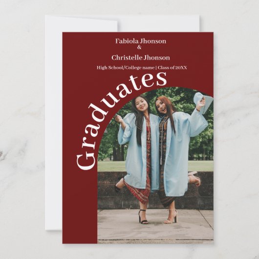 Einfaches Skript-Bordeaux-Doppel-Abschluss Ankündigung (Vorderseite)