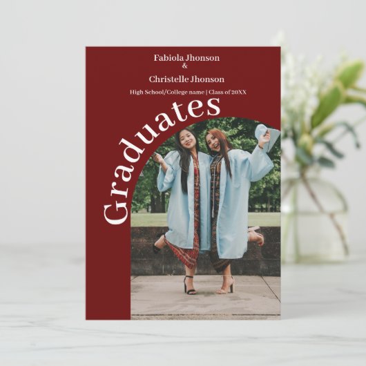 Einfaches Skript-Bordeaux-Doppel-Abschluss Ankündigung (Stehend Vorderseite)