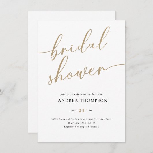 Einfaches Skript-Brautparty Einladung (Vorne/Hinten)