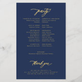Einfaches Skript Budget Gold Navy Hochzeitsprogram Flyer (Hinten)