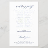 Einfaches Skript Budget Navy Weiß Hochzeitsprogram Flyer (Hinten)