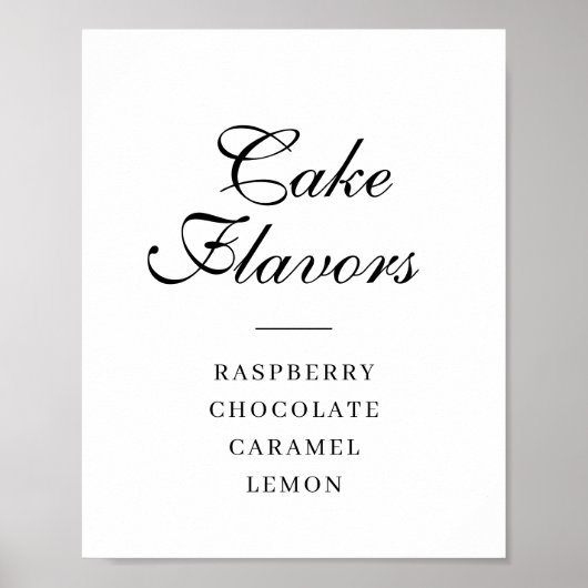 einfaches Skript Cake Flavours-Zeichen Poster (Vorne)