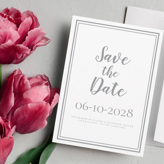 Einfaches Skript Chic Grau Save The Date Hochzeit