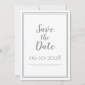 Einfaches Skript Chic Grau Save The Date Hochzeit (Vorderseite)