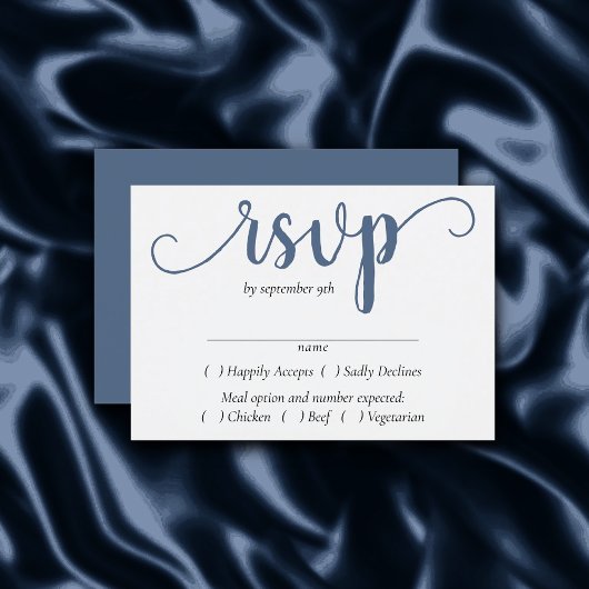 Einfaches Skript | Dusty Blue Entree Choice RSVP Karte