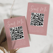 Einfaches Skript-Dusty-Rose QR-Code-Hochzeit RSVP Begleitkarte