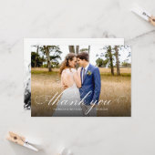 Einfaches Skript Elegant Wedding Dankeschön Foto Karte (Vorderseite/Rückseite Beispiel)