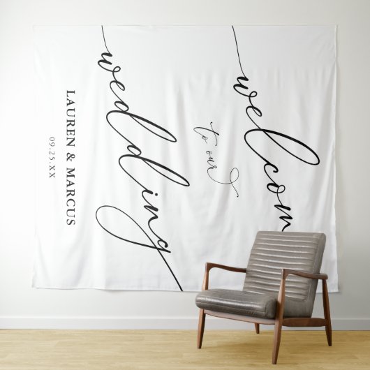 Einfaches Skript-Elegante Hochzeitskugel Wandteppich (Beispiel (Horizontal))