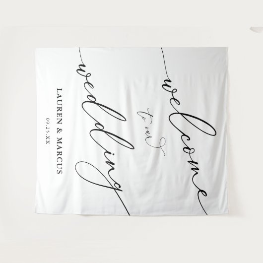 Einfaches Skript-Elegante Hochzeitskugel Wandteppich (Vorderseite (Horizontal))