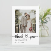 Einfaches Skript Elegantes handgeschriebenes Foto Dankeskarte (Stehend Vorderseite)