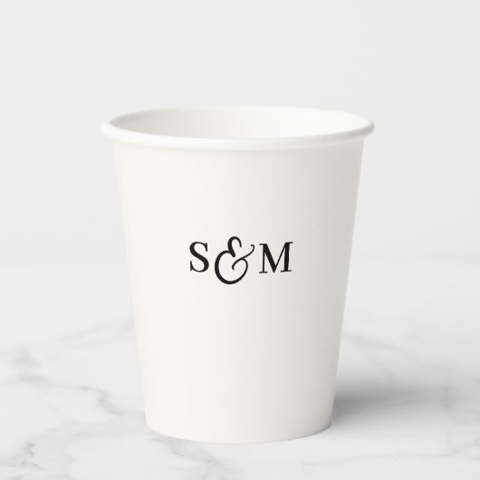 Einfaches Skript-Et-Zeichen-Monogramm-Hochzeit Pappbecher (Vorderseite)