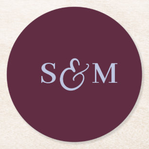 Einfaches Skript-Et-Zeichen-Monogramm-Hochzeit Runder Pappuntersetzer