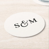 Einfaches Skript-Et-Zeichen-Monogramm-Hochzeit Runder Pappuntersetzer (Angewinkelt)
