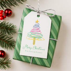 Einfaches Skript Farbige moderne Frohe Weihnachten Geschenkanhänger