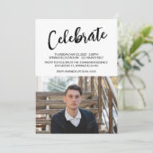 Einfaches Skript-Foto-Abschluss Einladung (Stehend Vorderseite)