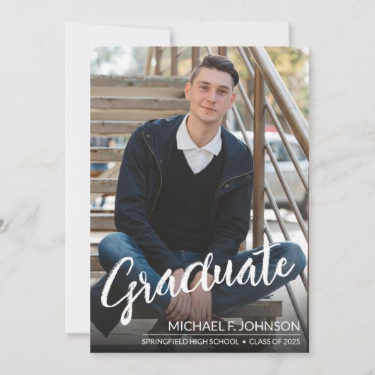 Einfaches Skript-Foto-Abschluss Einladung (Rückseite)