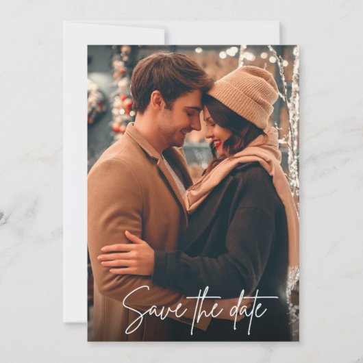 Einfaches Skript-Foto Hochfahren speichern des Dat Save The Date (Vorderseite)