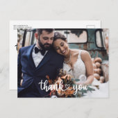 Einfaches Skript-Foto Hochzeit Danke Budget Postkarte (Vorne/Hinten)
