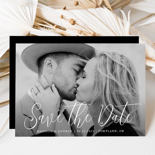 Einfaches Skript-Foto-Hochzeit Save The Date