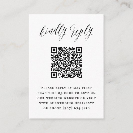 Einfaches Skript-Foto QR-Code Hochzeitsszenario RS Begleitkarte (Vorderseite)