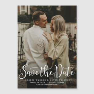 Einfaches Skript-Foto Save the Date Magneteinladung