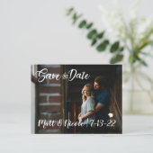 Einfaches Skript-Foto Save the Date Postkarte (Stehend Vorderseite)