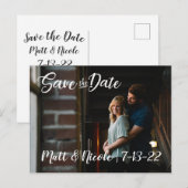 Einfaches Skript-Foto Save the Date Postkarte (Vorne/Hinten)