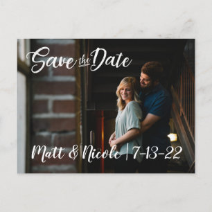 Einfaches Skript-Foto Save the Date Postkarte