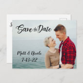 Einfaches Skript-Foto Save the Date Postkarte (Vorne/Hinten)