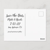 Einfaches Skript-Foto Save the Date Postkarte (Rückseite)