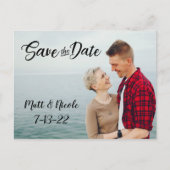 Einfaches Skript-Foto Save the Date Postkarte (Vorderseite)