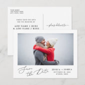 Einfaches Skript-Foto Save the Date Postkarte (Vorne/Hinten)
