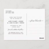 Einfaches Skript-Foto Save the Date Postkarte (Rückseite)