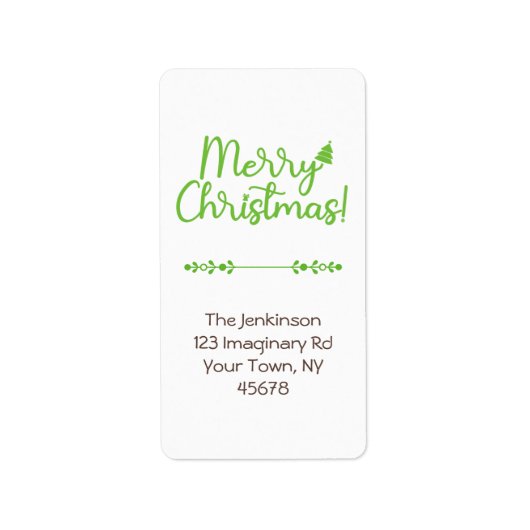 Einfaches Skript Frohe Weihnachten auf White Addre Adressaufkleber (Vorne)