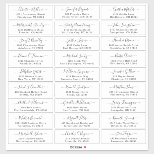 Einfaches Skript-Gästeschrift Aufkleber (Blatt)