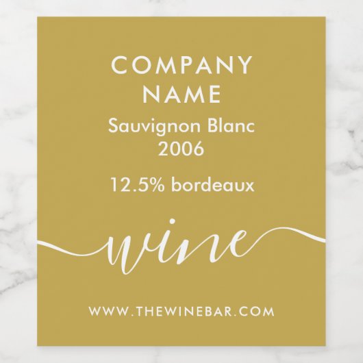 Einfaches Skript - Gold & White Weinetikett (Einzelnes Label)