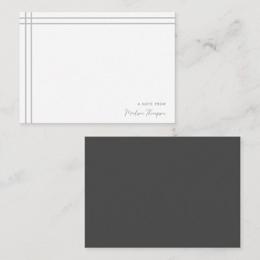 Einfaches Skript, grau, weiß, 2 Seiten, doppelte G Mitteilungskarte (Vorne/Hinten)