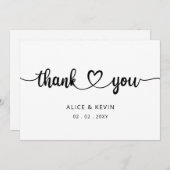 Einfaches Skript handgeschriebene Hochzeit Dankeskarte (Vorne/Hinten)