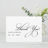 Einfaches Skript handgeschriebene Hochzeit Dankeskarte (Stehend Vorderseite)