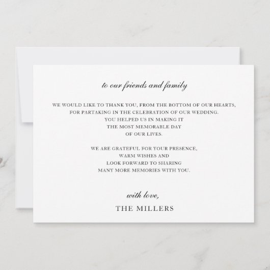 Einfaches Skript handgeschriebene Hochzeit Dankeskarte (Rückseite)