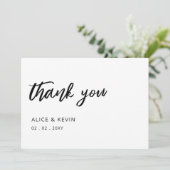 Einfaches Skript handgeschriebene Hochzeit Dankeskarte (Stehend Vorderseite)