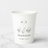 Einfaches Skript Herr und Frau Monogramm Hochzeit Pappbecher (Rückseite)