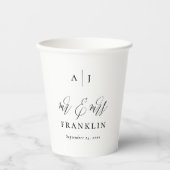 Einfaches Skript Herr und Frau Monogramm Hochzeit Pappbecher (Vorderseite)