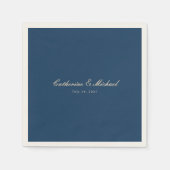 Einfaches Skript Hübsche Navyblaue Hochzeit Serviette (Vorderseite)
