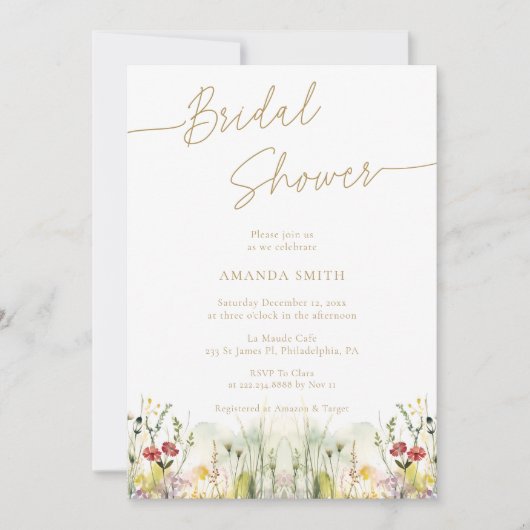 Einfaches Skript im eleganten Brautparty Floral Einladung (Vorderseite)