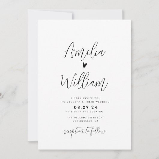 einfaches Skript in einem QR-Code Hochzeit Einladung (Vorderseite)