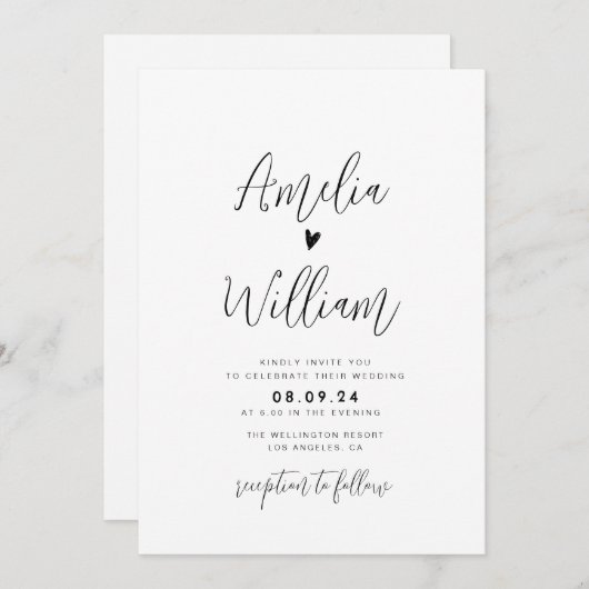 einfaches Skript in einem QR-Code Hochzeit Einladung (Vorne/Hinten)